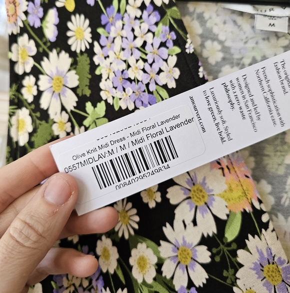 NWT Amour Vert Floral Midi Cottagecore Olive Knit Dress - Picture 6 of 7